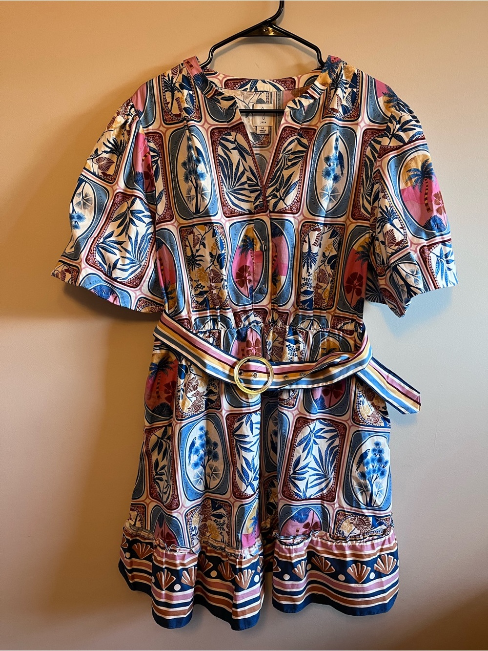 Joie Colorful Botanical Print Belted Mini Dress